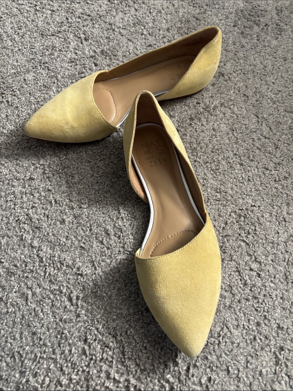 Naturalizer Yellow Suede Pointed D'Orsay Flats